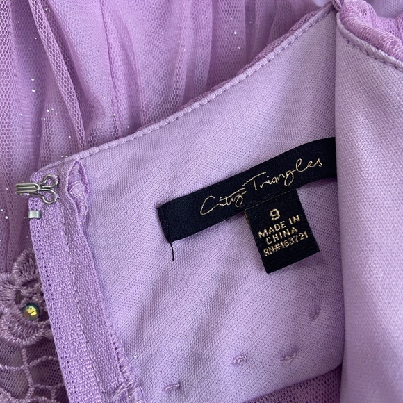 City Triangles Elegant Lavender Evening Gown Prom Dress Tulle Embroidered Floral - Picture 3 of 16